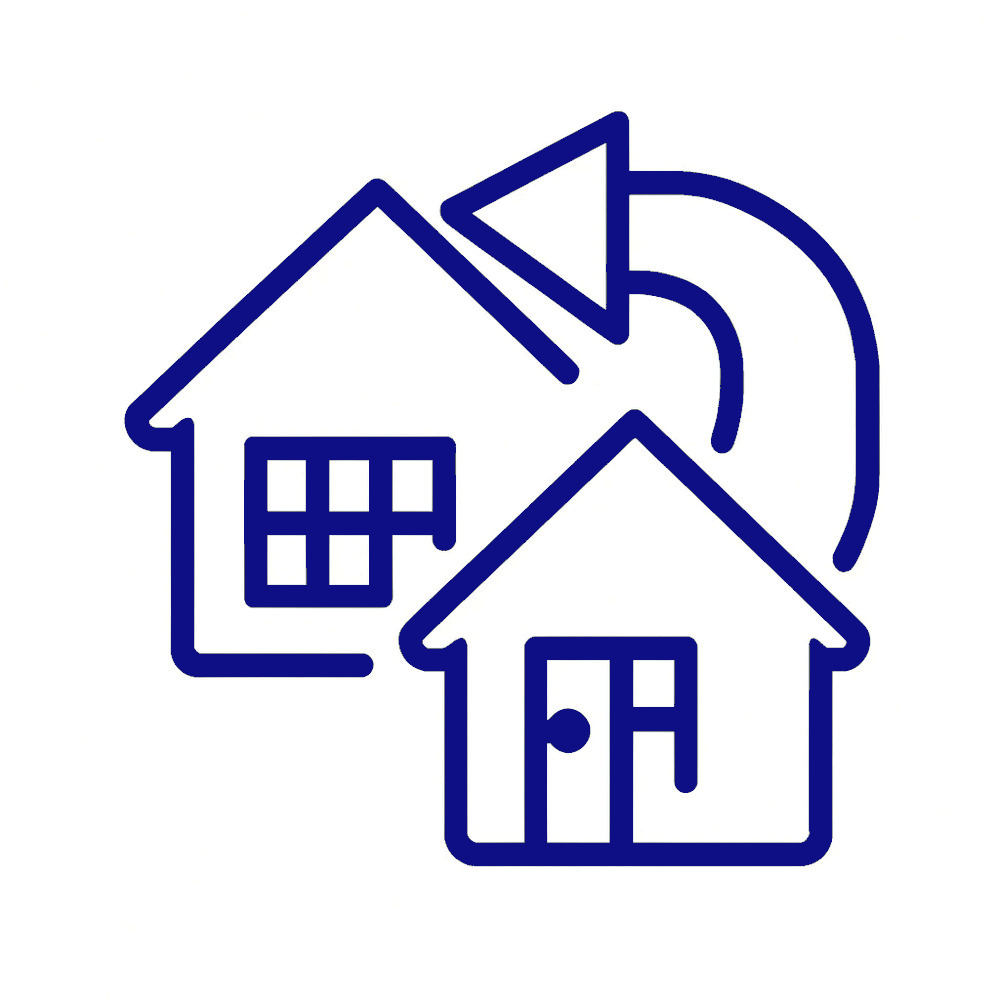 moving home icon in dark blue colour